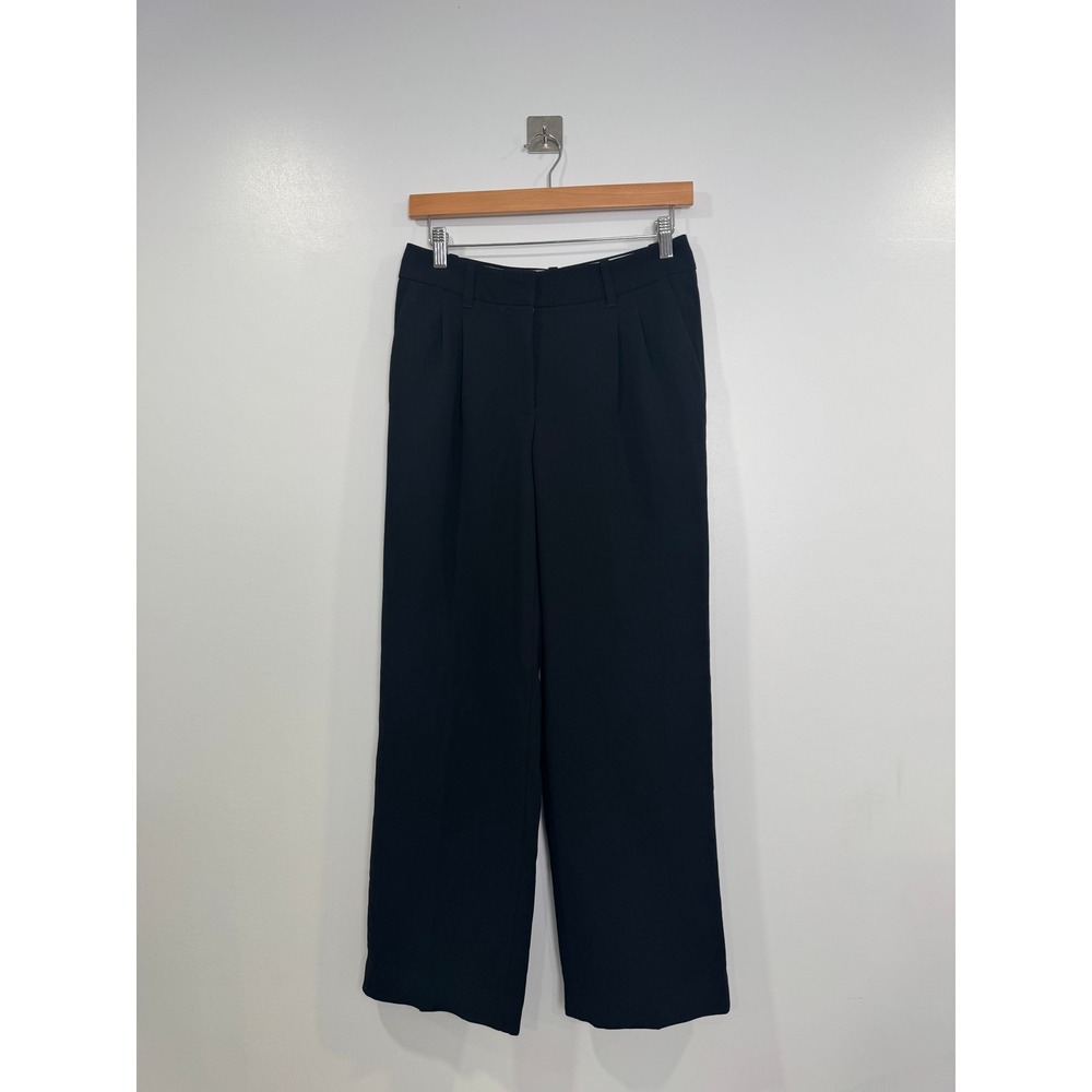 Aritzia Womens Black Effortless Pant Pleated Wide Leg Trousers Size 2